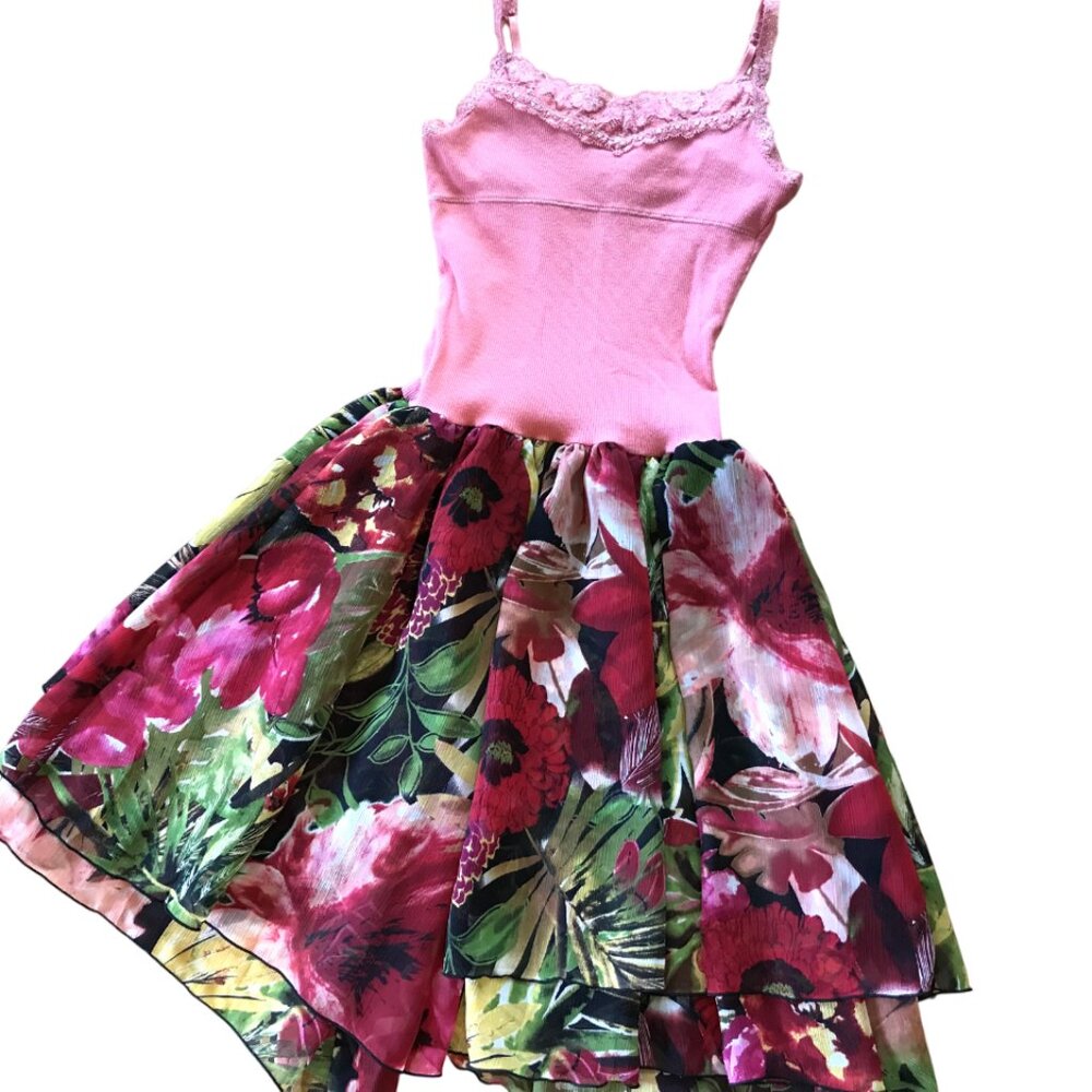Handmade Girl’s Party Dress, Ruffled Floral Spring Summer Princess Dress Size 10